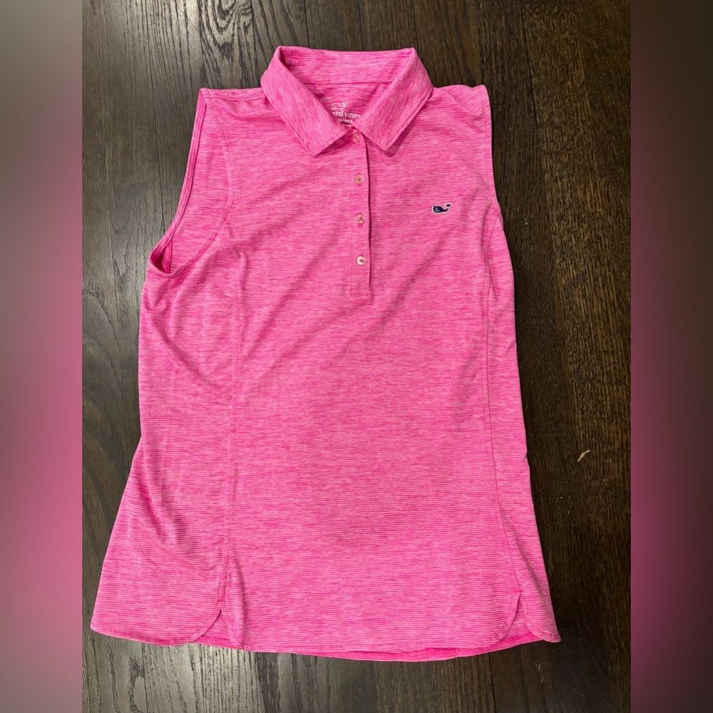 Vineyard Vines Women's Pink Sleeveless Polo Top Performance Fabric- size XS